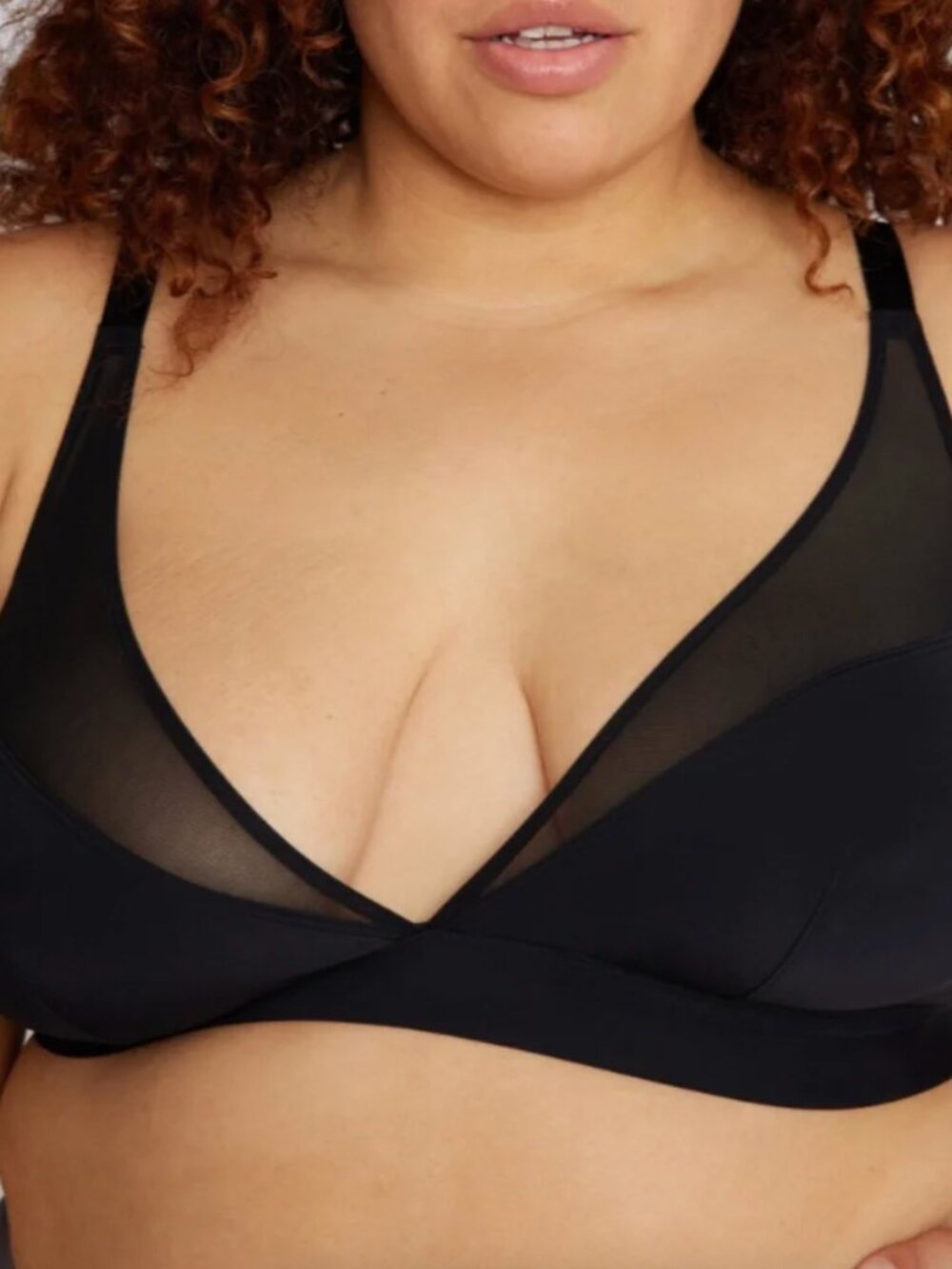 Parade Satin Mesh Triangle Bralette Black - 2XL NWOT